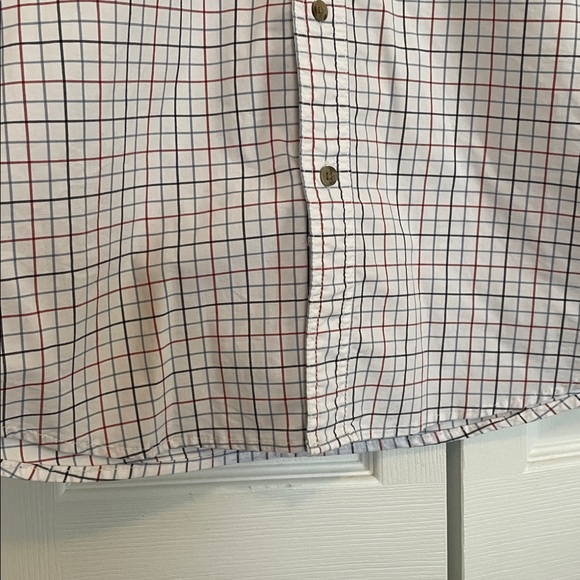 Men's L Wrangler White check Button down short sleeve Shirt left breast pocket - Picture 10 of 10